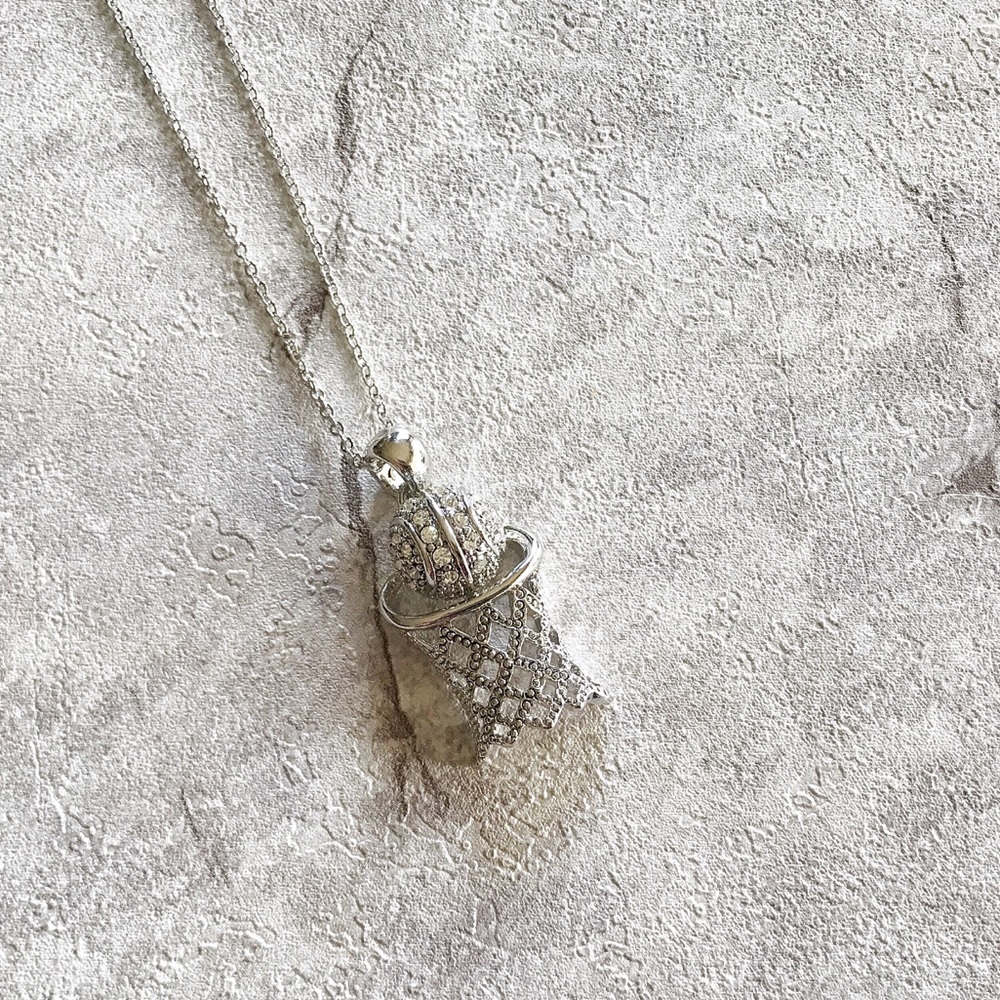 Silver Basketball and Hoop Necklace